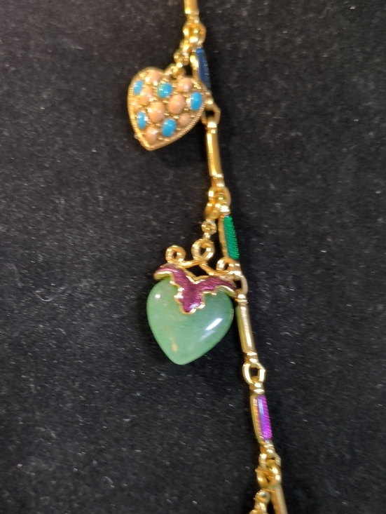 Vintage Joan Rivers Heart Charm Necklace and Earrings Set - Picture 5 of 11